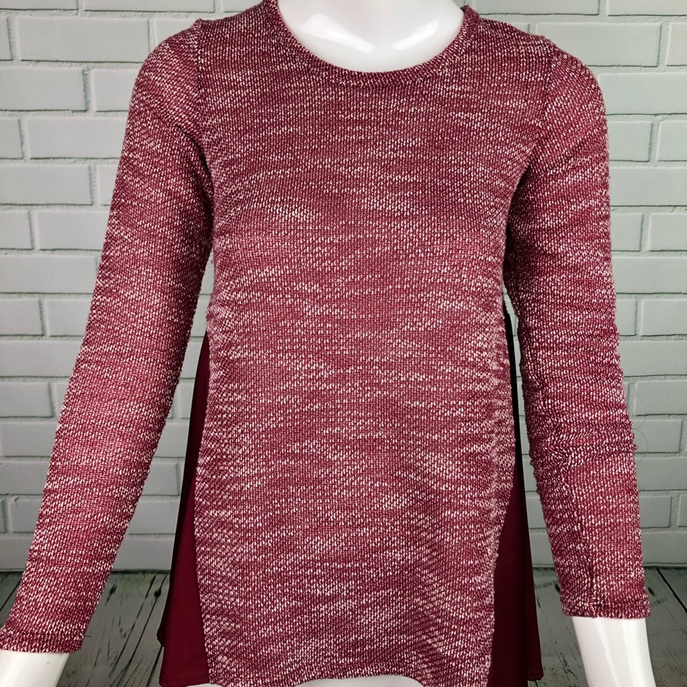 Lucky Brand Marled Knit Top Chiffon Back Size XS